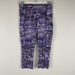 Lululemon Purple New Horizon Stripe Fast & Free Crop II Leggings Size 6